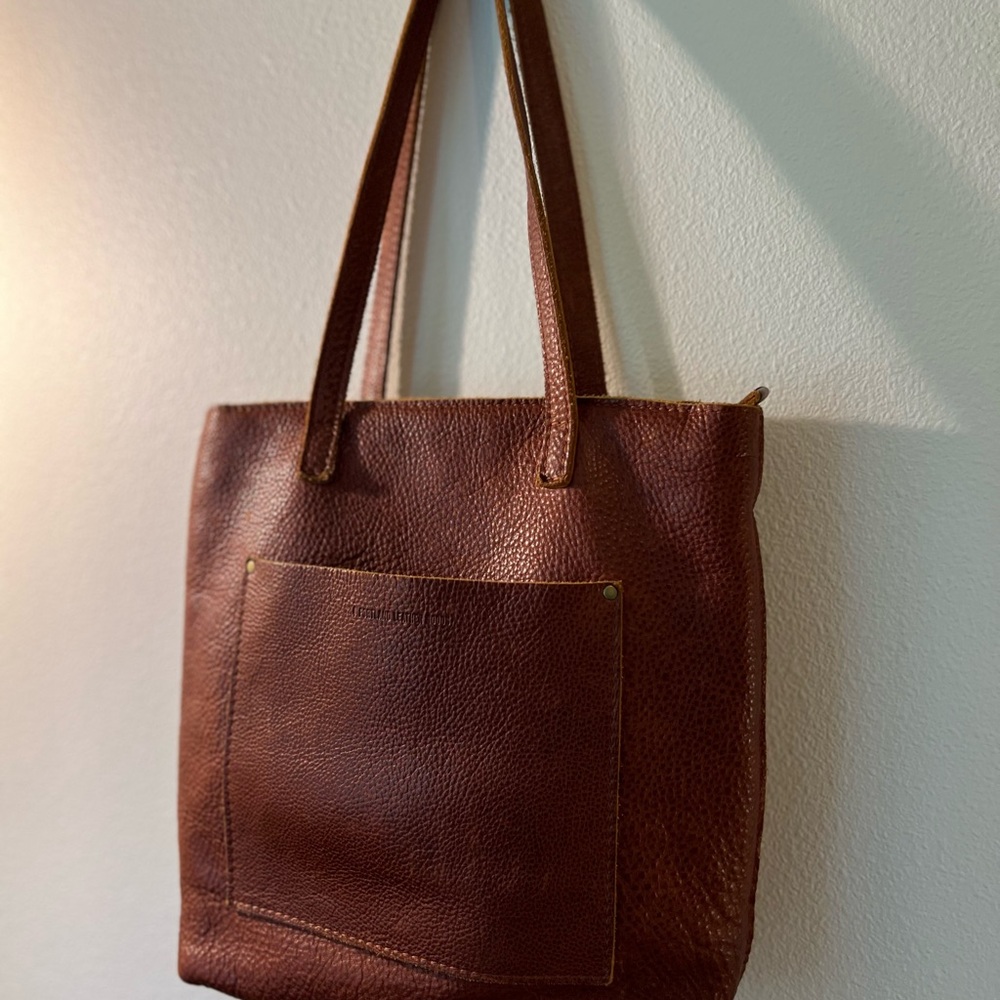 Portland Leather Brown Tote Bag with Zipper